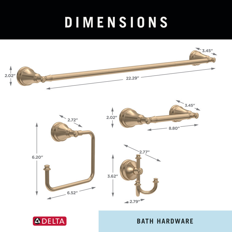 Champagne Bronze 4-Piece Metal Bathroom Hardware Set