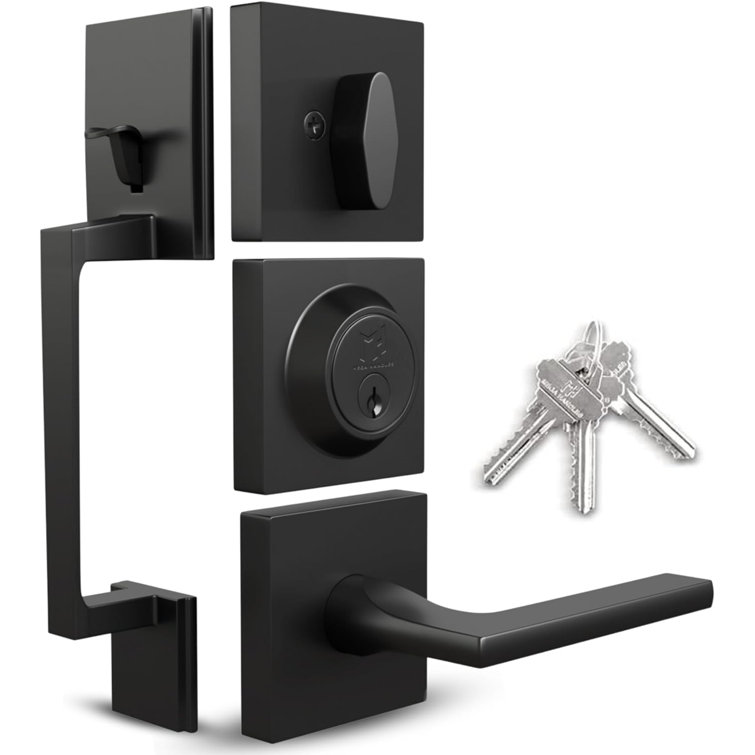 Matte Black Modern Single Cylinder Door Handleset