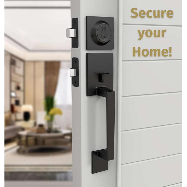 Matte Black Modern Single Cylinder Door Handleset