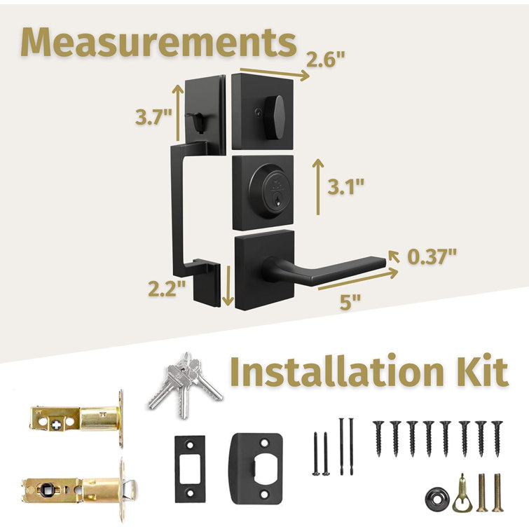 Matte Black Modern Single Cylinder Door Handleset