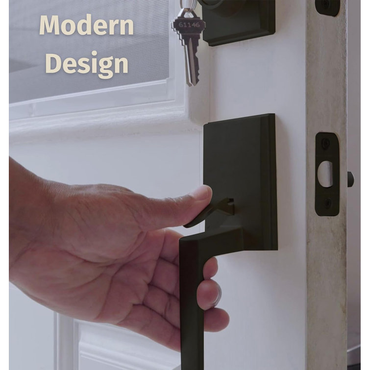 Matte Black Modern Single Cylinder Door Handleset