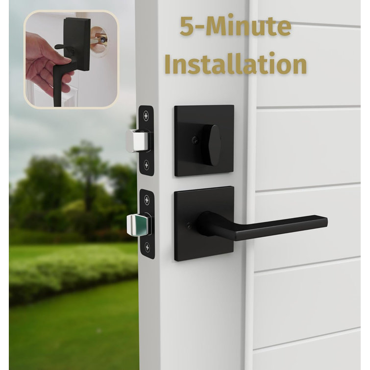 Matte Black Modern Single Cylinder Door Handleset
