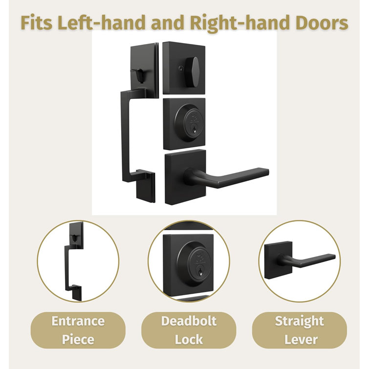 Matte Black Modern Single Cylinder Door Handleset