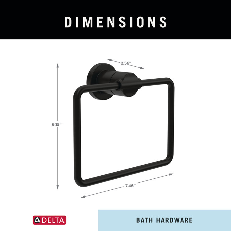 Matte Black Square Wall Mount Towel Ring
