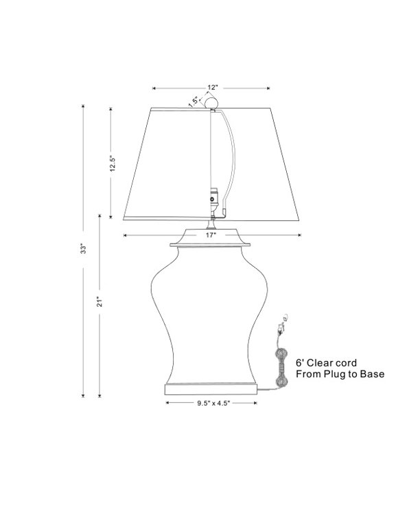 Elegant Porcelain & Lucite Table Lamp with Linen Shade - White
