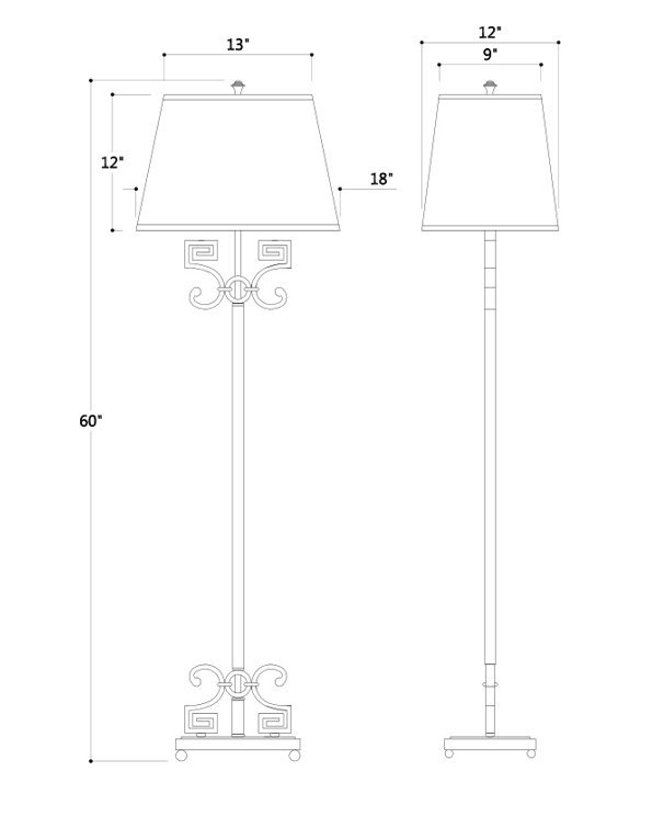 Whitney 60'' Aged Brass & Speckled Granite Novelty Floor Lamp