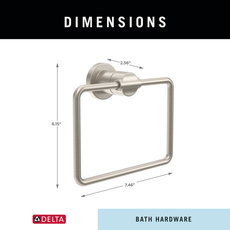 Spotshield Brushed Nickel Rectangular Wall Mounted Towel Ring
