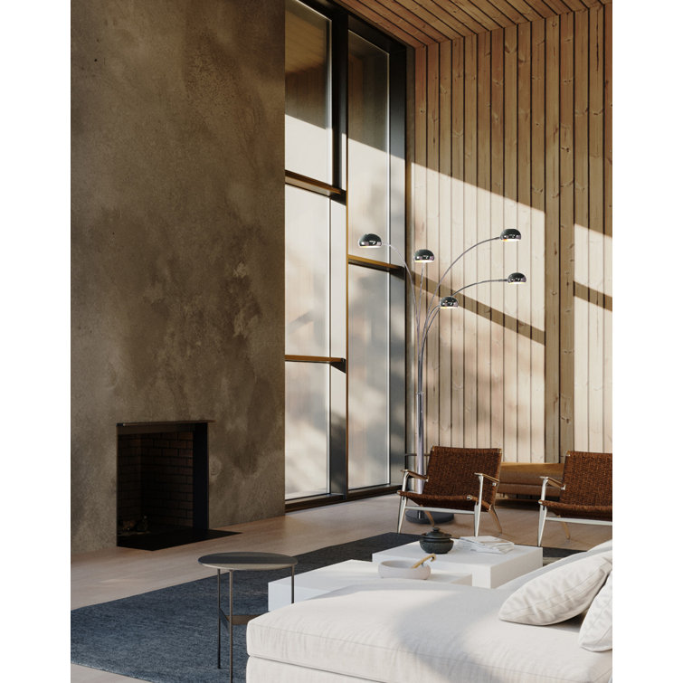 Black Nickel 5-Light Adjustable Arc Floor Lamp with Dimmer