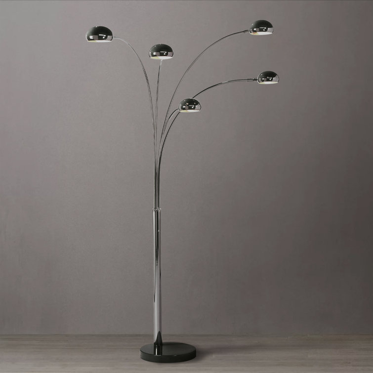 Black Nickel 5-Light Adjustable Arc Floor Lamp with Dimmer