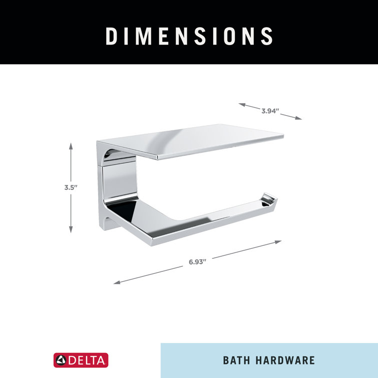 Polished Chrome Modern Wall Mount Toilet Paper Holder with Shelf