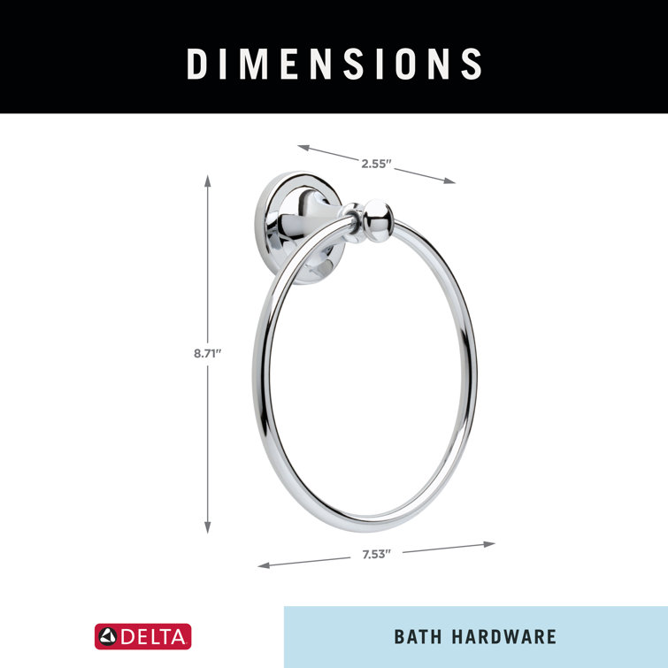 Polished Chrome Modern Wall Mounted Towel Ring