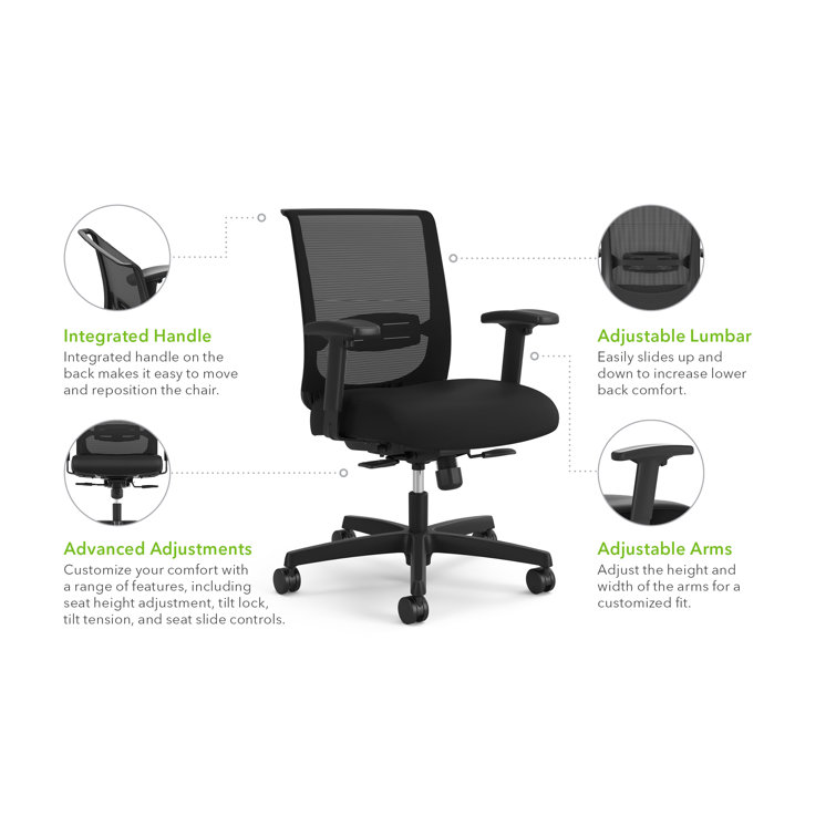 Convergence Navy Mesh Swivel Task Chair with Adjustable Arms