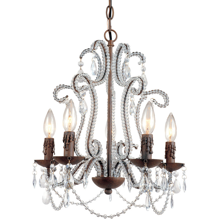 Bronze Mini Plug-in Candle Chandelier with Crystal Accents