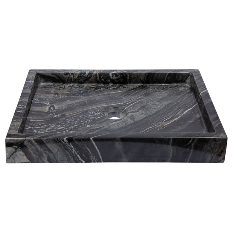 Charcoal Gray Stone Rectangular Vessel Bathroom Sink