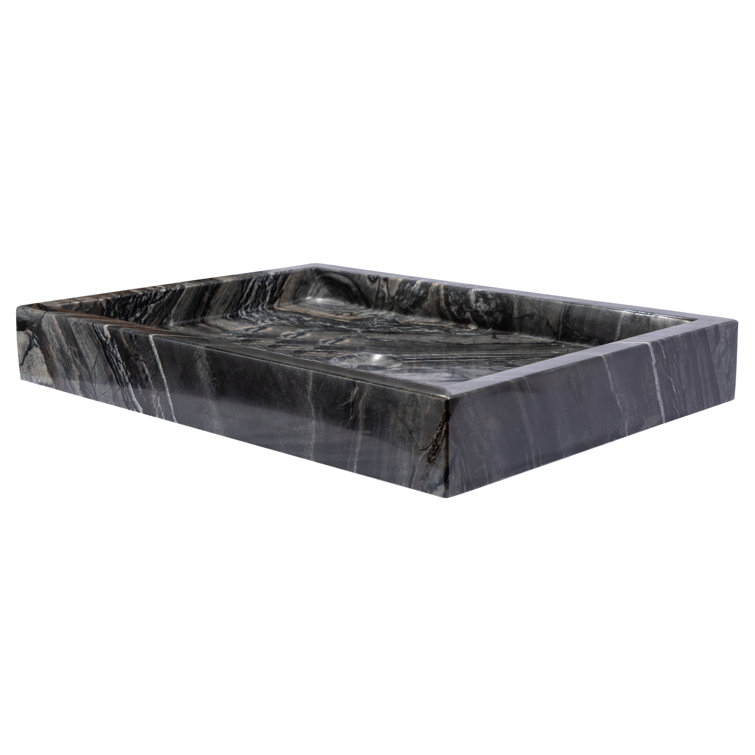 Charcoal Gray Stone Rectangular Vessel Bathroom Sink