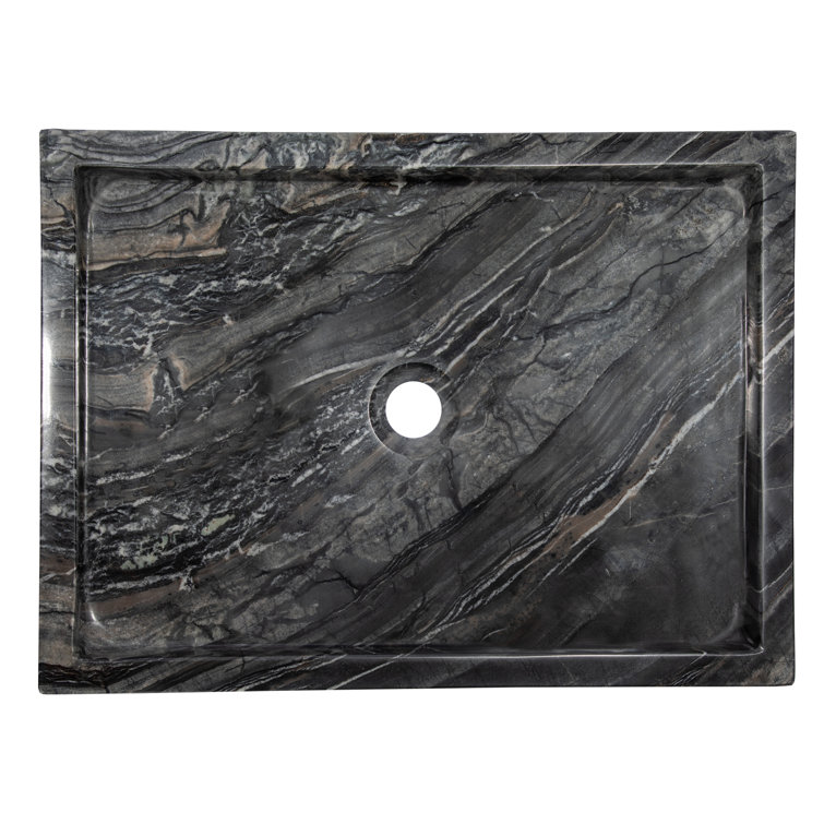 Charcoal Gray Stone Rectangular Vessel Bathroom Sink