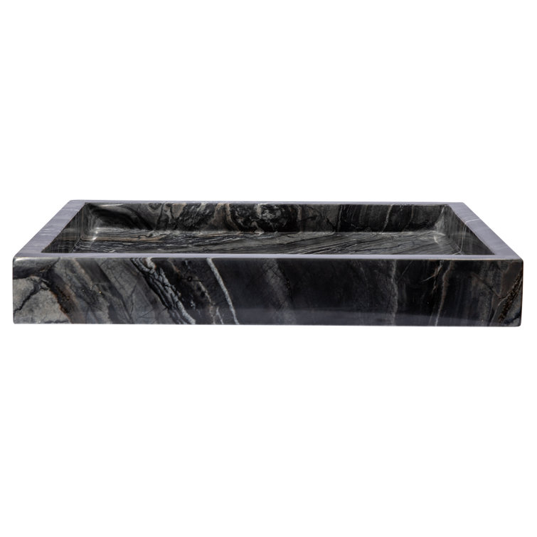 Charcoal Gray Stone Rectangular Vessel Bathroom Sink