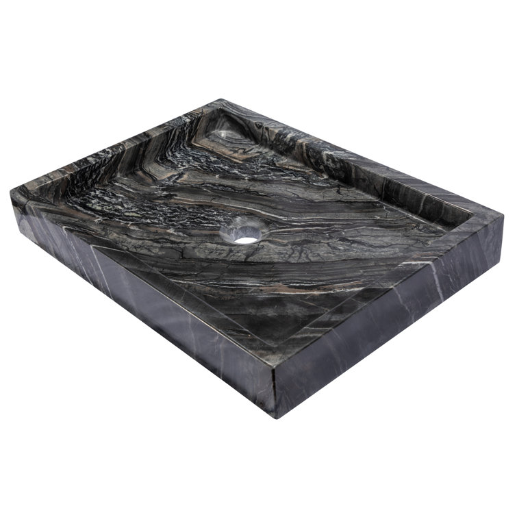 Charcoal Gray Stone Rectangular Vessel Bathroom Sink