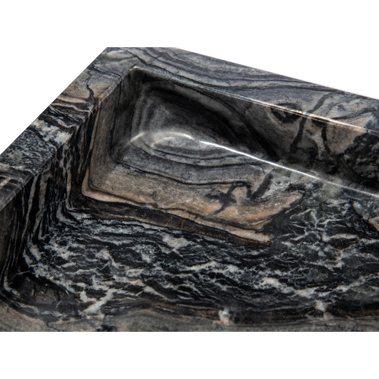 Charcoal Gray Stone Rectangular Vessel Bathroom Sink