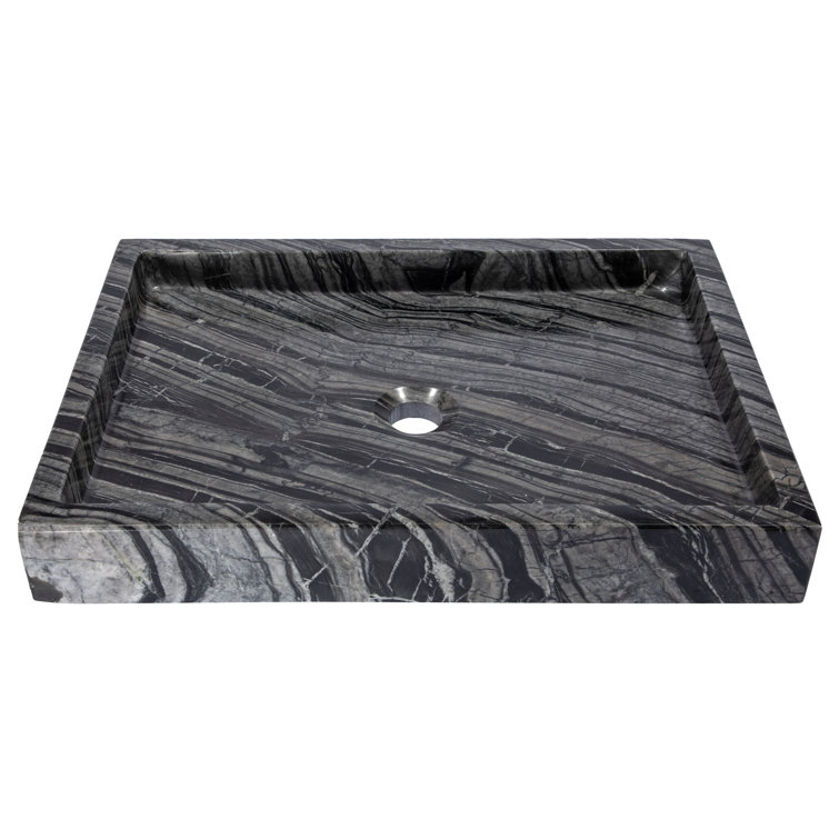 Charcoal Gray Stone Rectangular Vessel Bathroom Sink