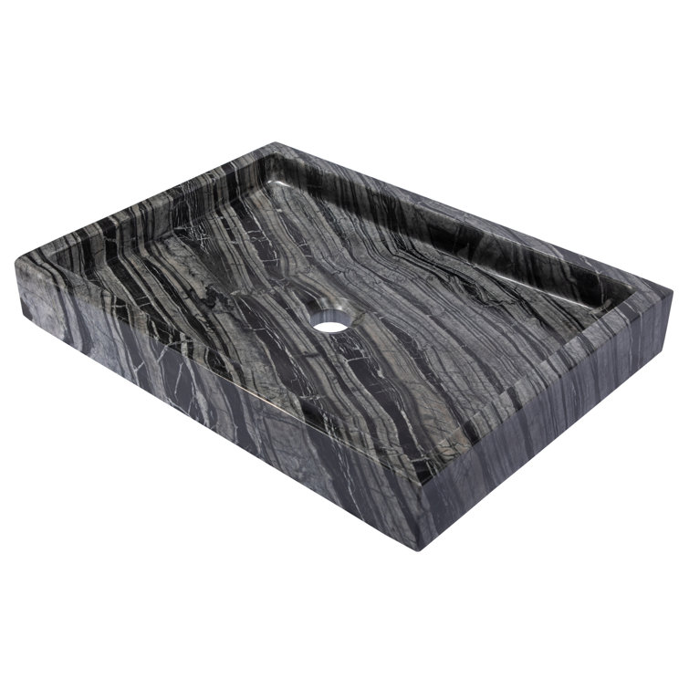 Charcoal Gray Stone Rectangular Vessel Bathroom Sink