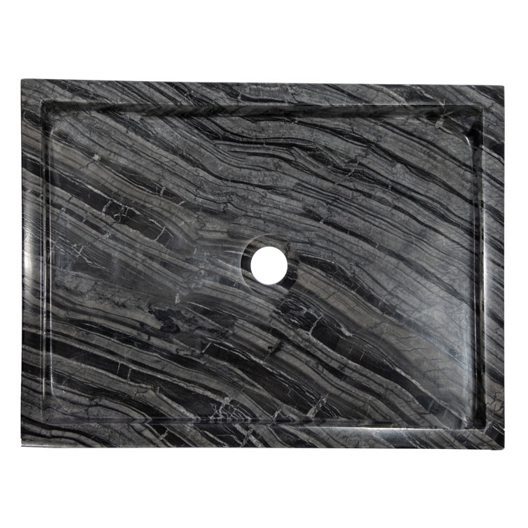 Charcoal Gray Stone Rectangular Vessel Bathroom Sink