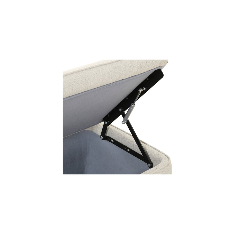 Light Grey Upholstered Storage Bench with Wood Frame