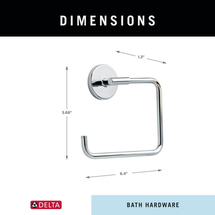 Chrome Wall Mounted Square Open Towel Ring