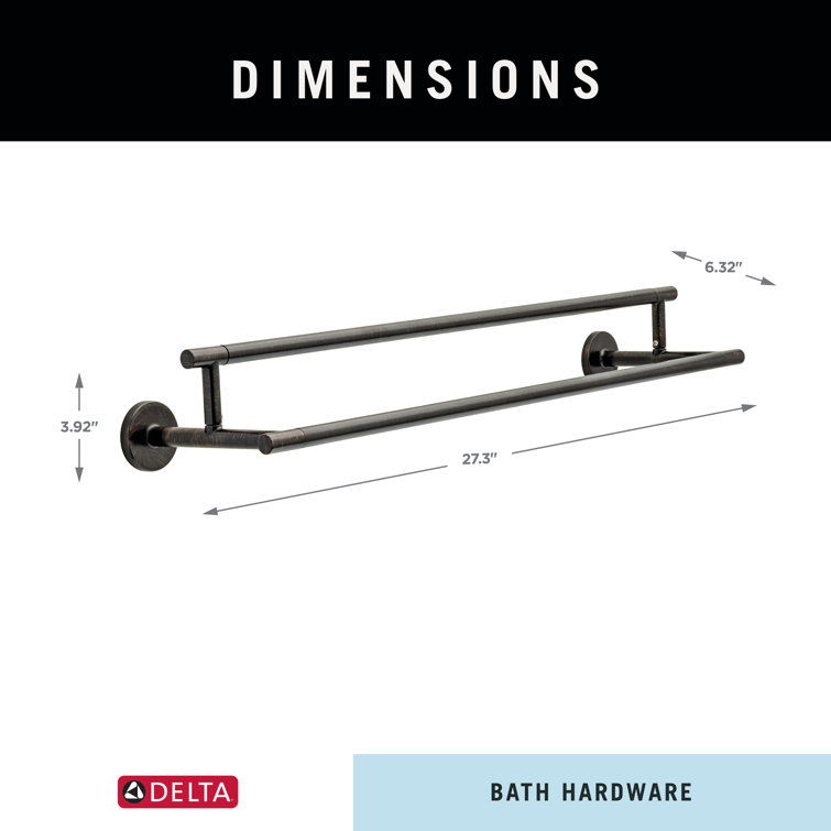 Venetian Bronze 24" Double Wall Mount Stainless Steel Towel Bar