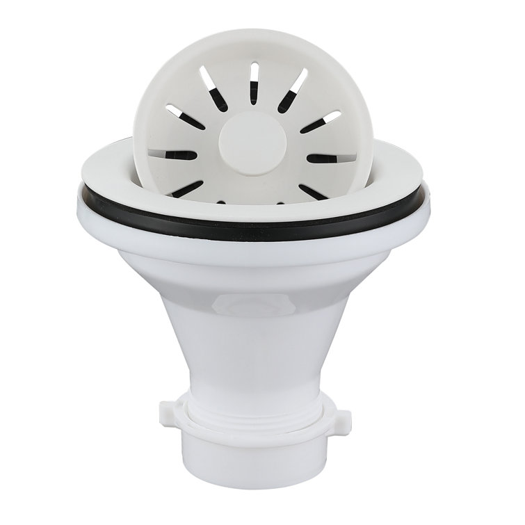 White ABS Plastic Kitchen Sink Basket Strainer, 4.5" x 3.25"