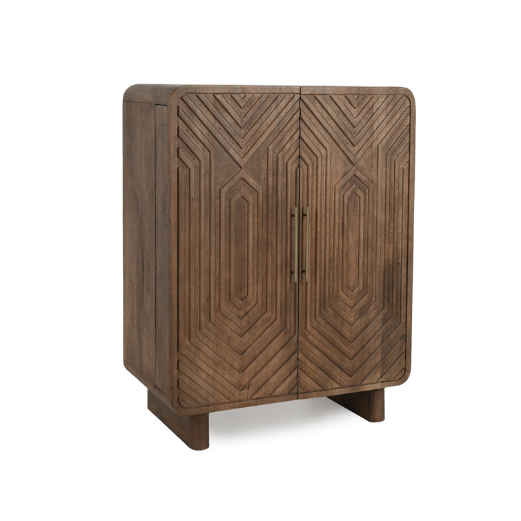 Holmes Brown Mango Wood Carved Bar Cabinet
