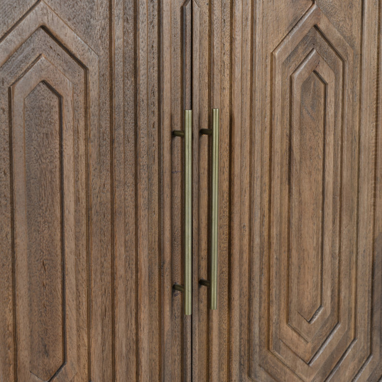 Holmes Brown Mango Wood Carved Bar Cabinet