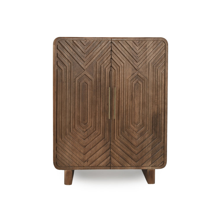 Holmes Brown Mango Wood Carved Bar Cabinet