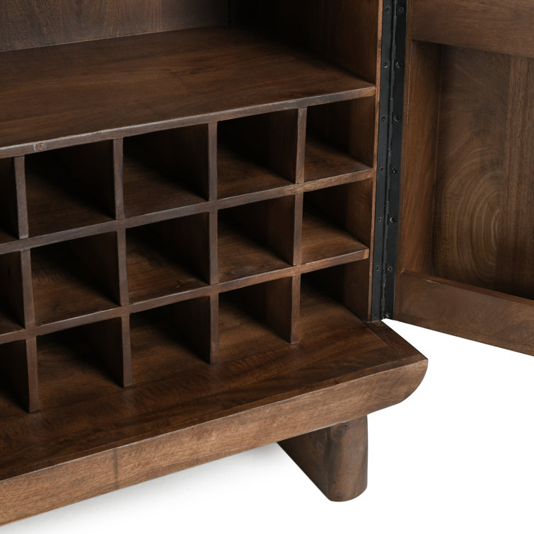 Holmes Brown Mango Wood Carved Bar Cabinet