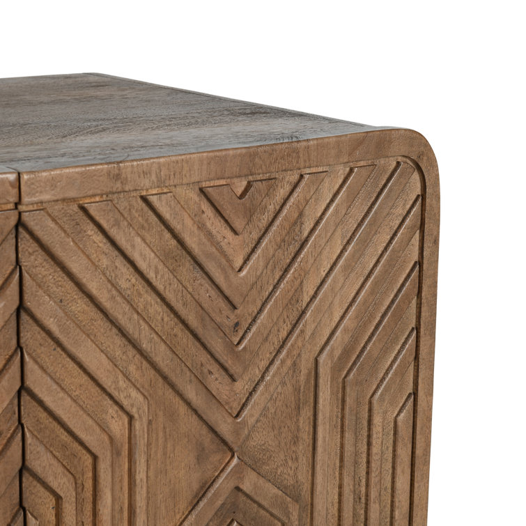 Holmes Brown Mango Wood Carved Bar Cabinet