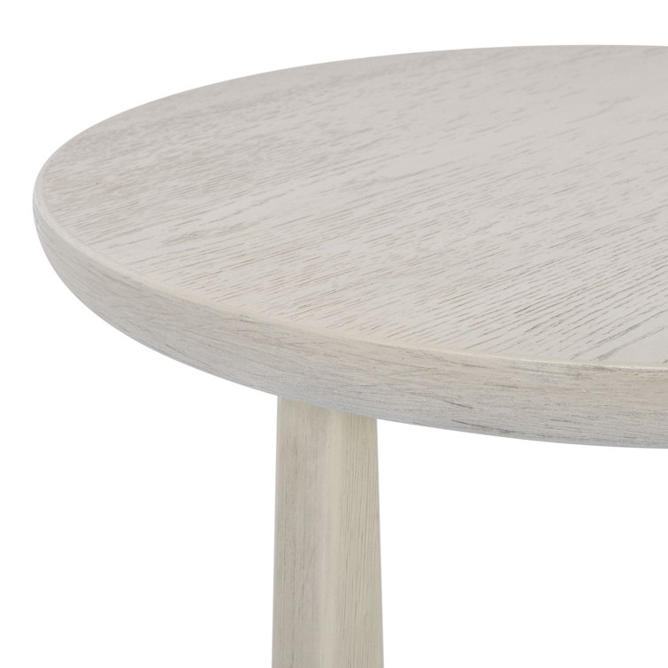 White Wash Round Oak Wood End Table
