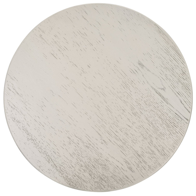 White Wash Round Oak Wood End Table