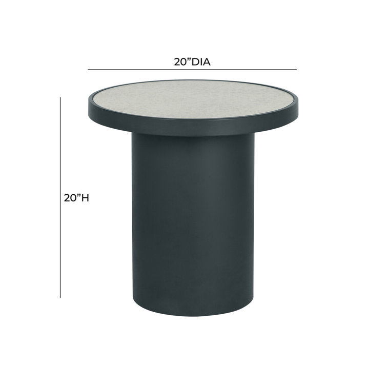 Nautilus Antique Silver Mirrored Round Side Table
