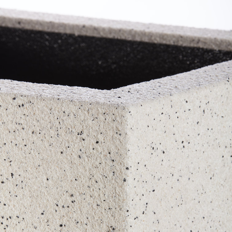 Gray Granite Square Polymer Outdoor Planter Box