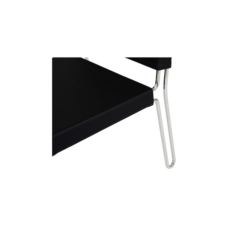 Black Top Grain Leather and Steel Side Chair