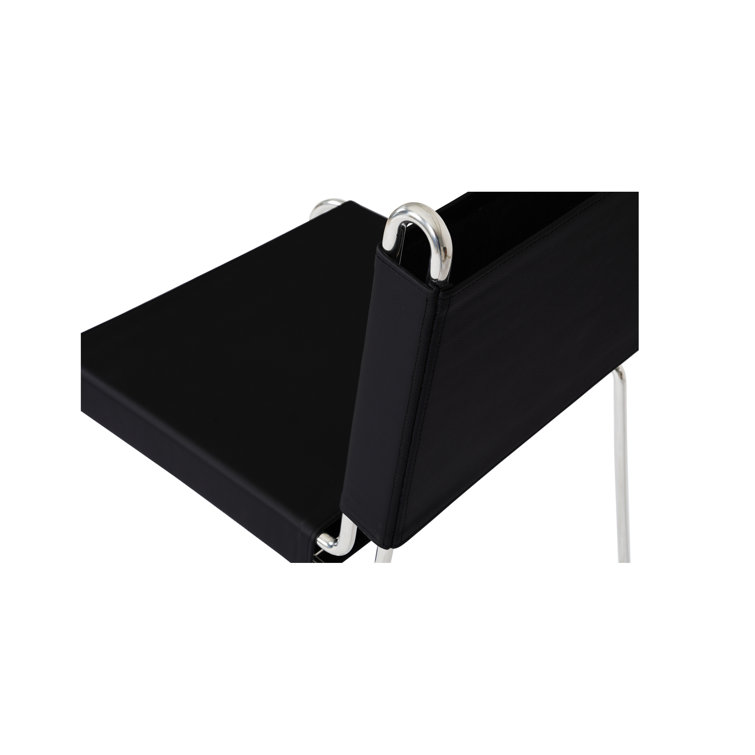 Black Top Grain Leather and Steel Side Chair