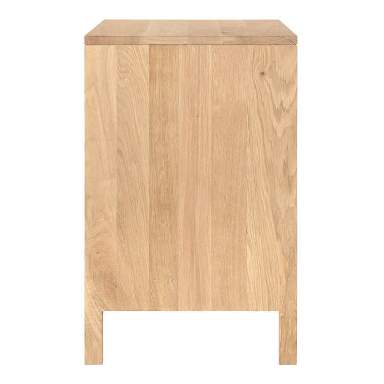 Tomiya Natural Oak 3-Drawer Nightstand with Shutter Facade