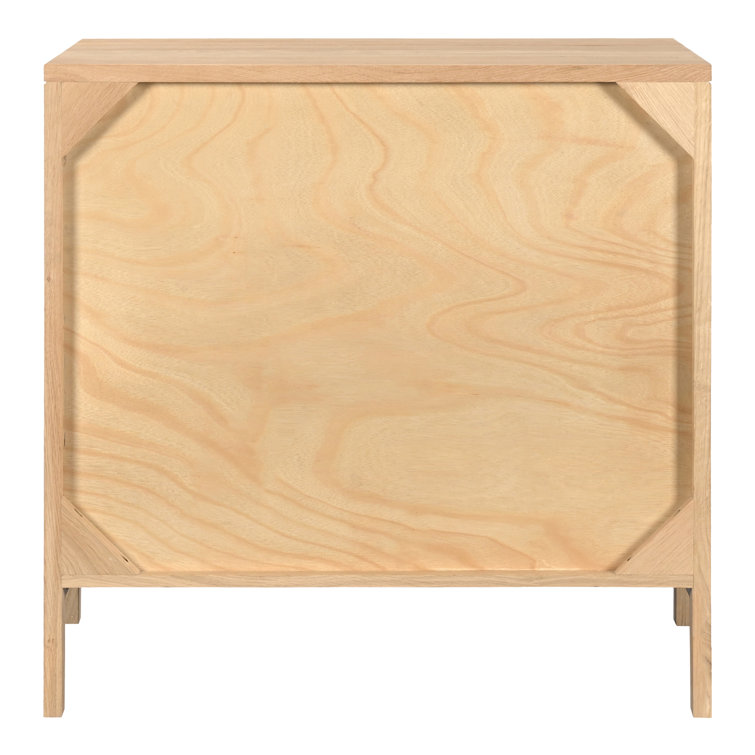 Tomiya Natural Oak 3-Drawer Nightstand with Shutter Facade