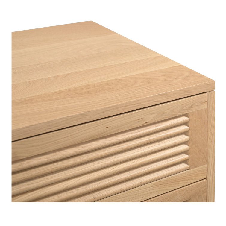 Tomiya Natural Oak 3-Drawer Nightstand with Shutter Facade