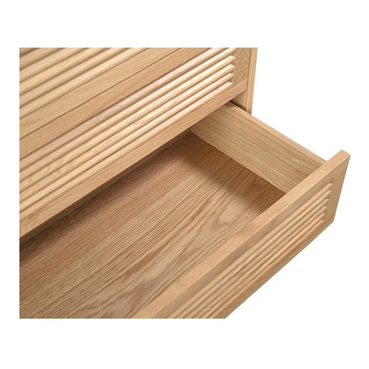 Tomiya Natural Oak 3-Drawer Nightstand with Shutter Facade