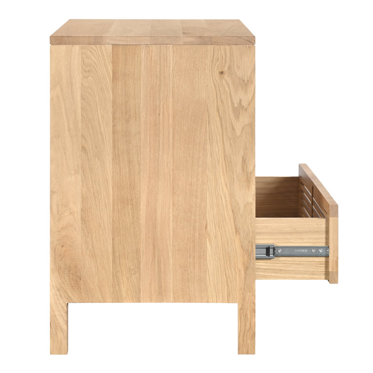 Tomiya Natural Oak 3-Drawer Nightstand with Shutter Facade