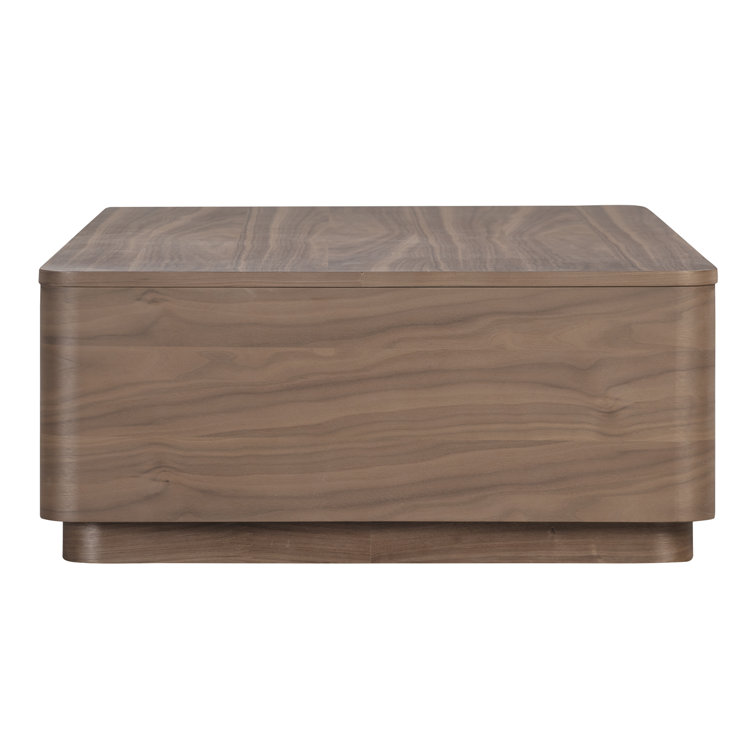 Walnut Rectangular Wood Coffee Table with Storage