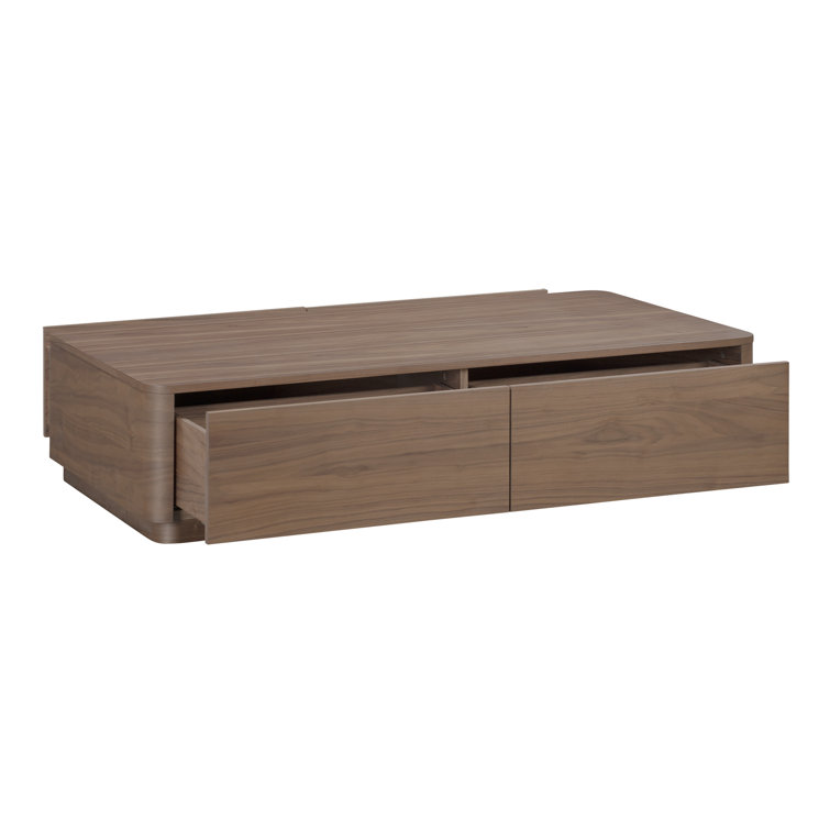 Walnut Rectangular Wood Coffee Table with Storage