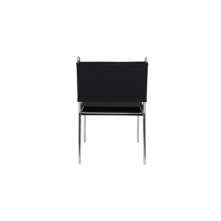 Black Top Grain Leather and Steel Side Chair