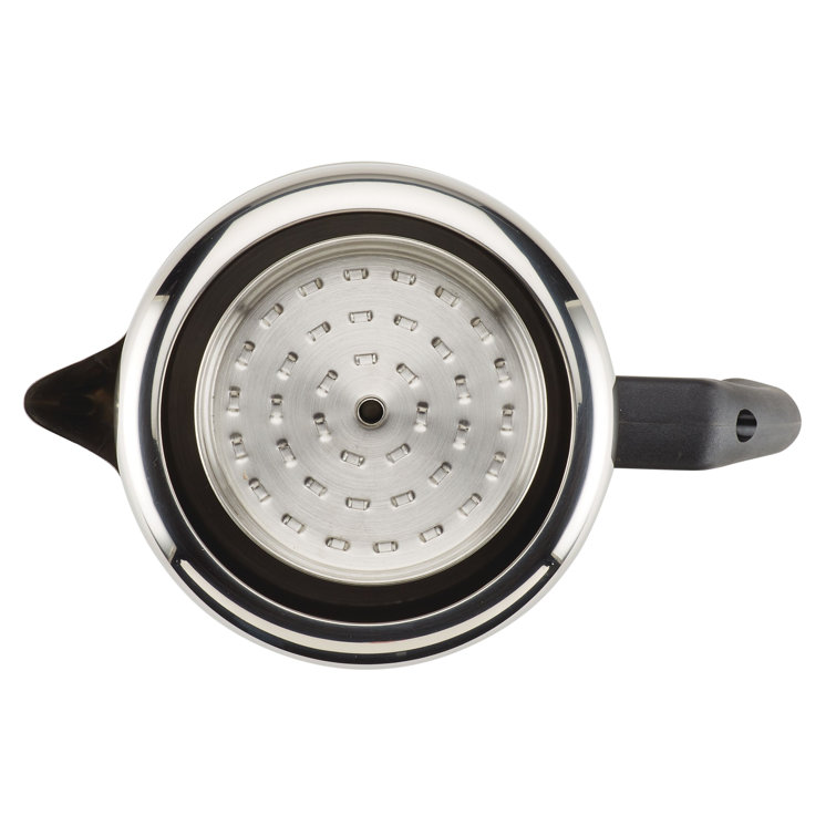 Classic Stainless Steel 12-Cup Coffee Percolator with Blue Glass Knob